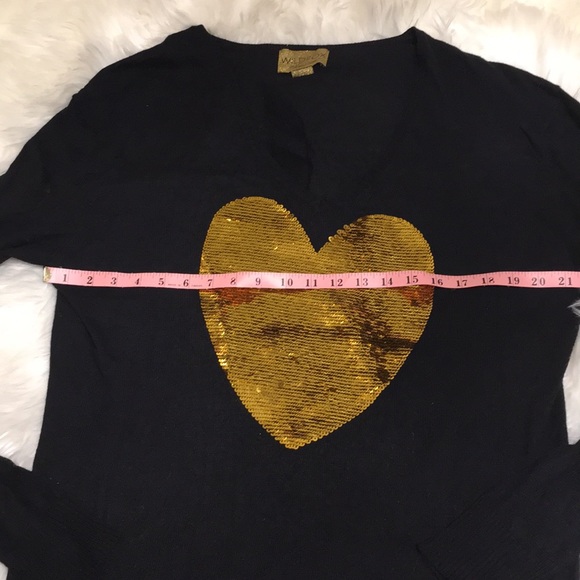 Wildfox Gold Sequin/Sparkly Heart Sweater - Picture 4 of 12